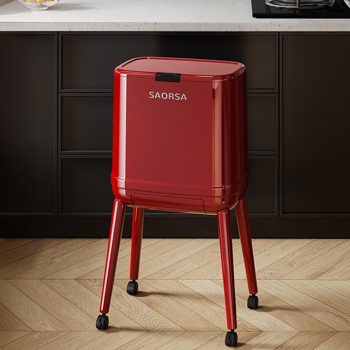 deHub垃圾桶厨房家用2025新款大容量带盖高款免弯腰可移动垃圾篓