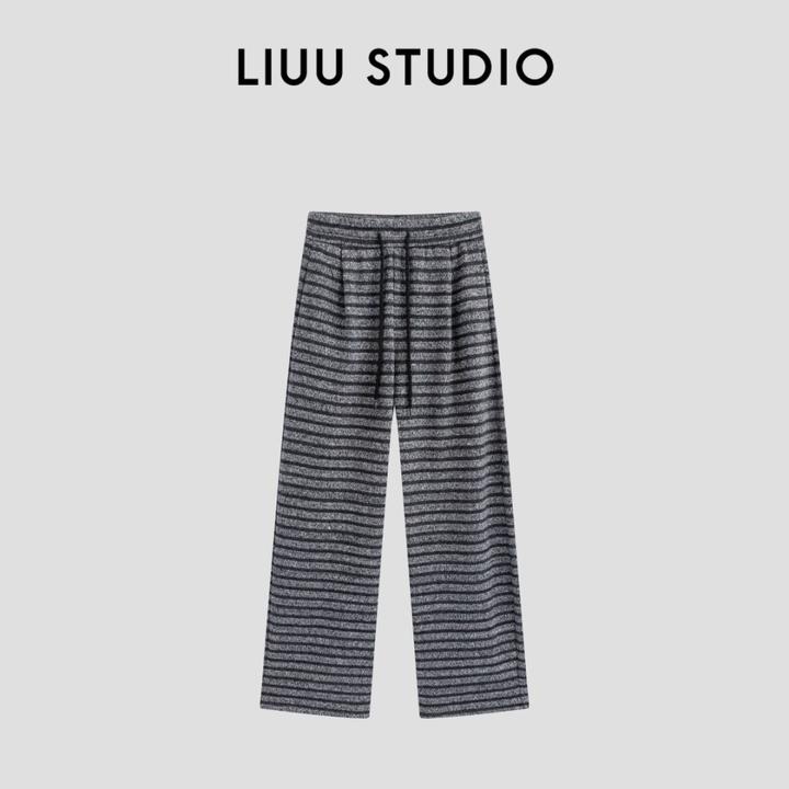 【LIUU】毛茸茸的松弛感 | 加绒条纹卫裤