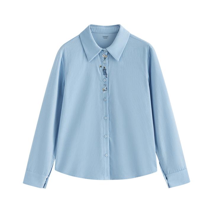 米雷系列丨茵曼冬季纯棉通勤灯芯绒长袖衬衫趣味百搭叠穿衬衣
