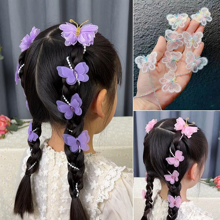 小女孩编发带蝴蝶结发卡头饰儿童公主不伤发超仙发夹发饰古风流苏