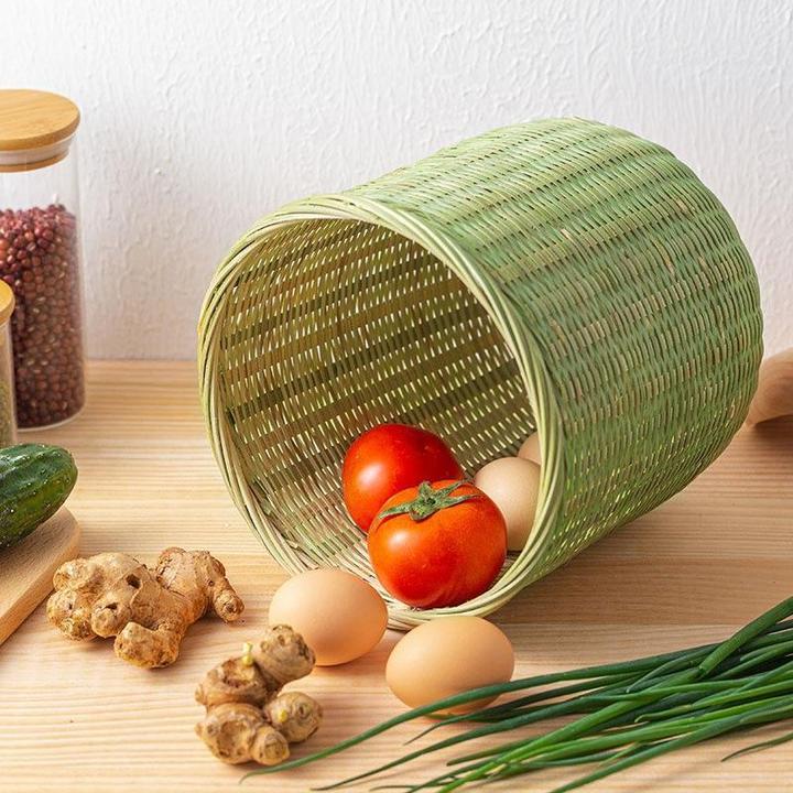 头层竹青篾竹篮圆直桶收蜂笼竹编收纳筐手工编织圆桶形竹编筐