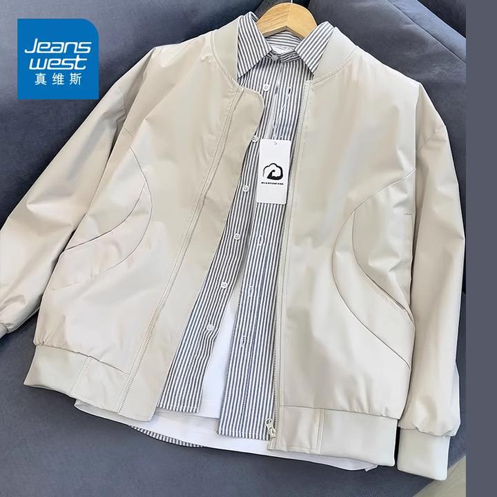 真维斯秋季韩系轻熟风飞行员夹克外套男士潮高级感棒球服潮流男装