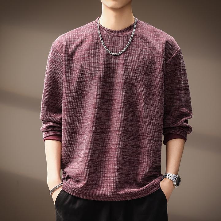 U&PURA高端日系300g重磅纹理长袖T恤男秋季复古潮流宽松百搭休闲