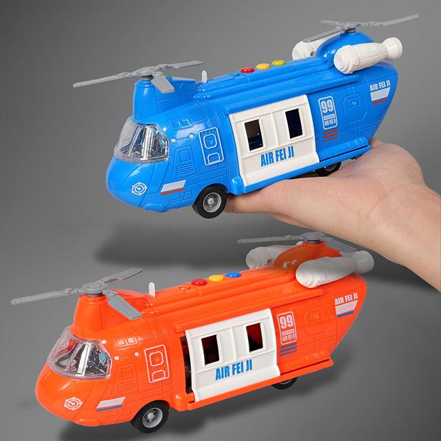 儿童玩具车音乐故事支奴干直升机飞机模型男孩开舱门一推就走礼物