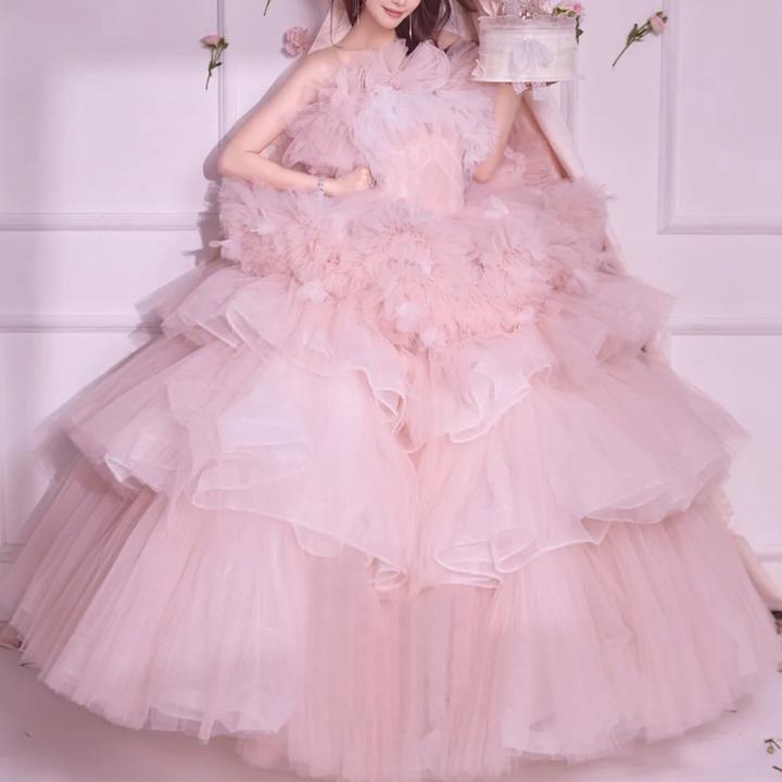 2025新款影楼主题婚纱法式室内森系轻纱甜美服装摄影超仙拍照礼服