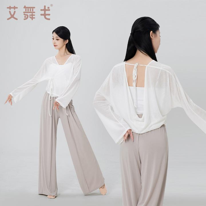 艾舞戈舞蹈服上衣女成人夏季新款古典舞练功服长袖罩衫现代舞纱衣