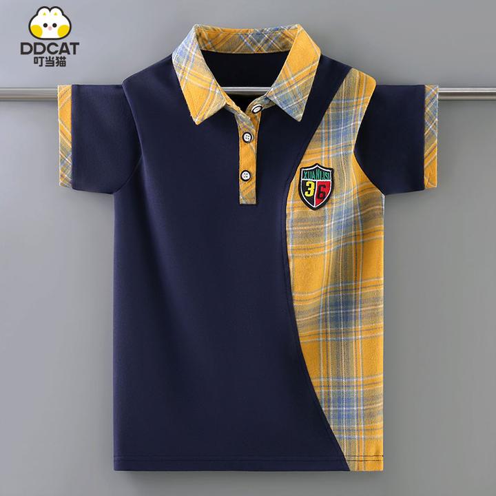 ddcat/叮当猫男童t恤短袖夏装2025新款儿童体恤夏季男大童polo衫