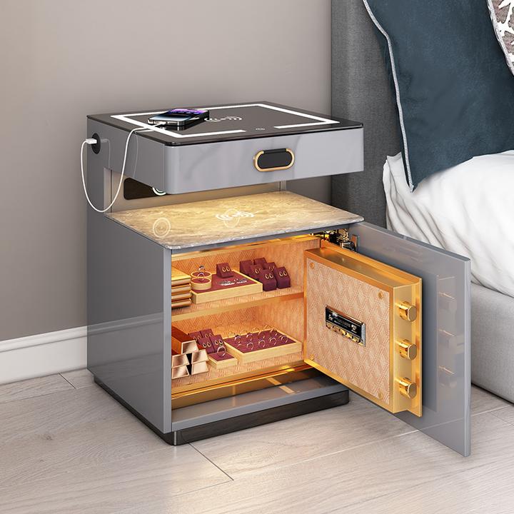 智能床头柜保险柜一体多功能现代简约隐藏式保险箱卧室收纳柜边柜