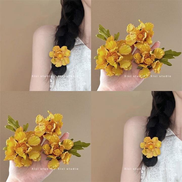 新中式古风发卡精致花朵头饰发夹2025新款侧边麻花辫发饰头饰头花