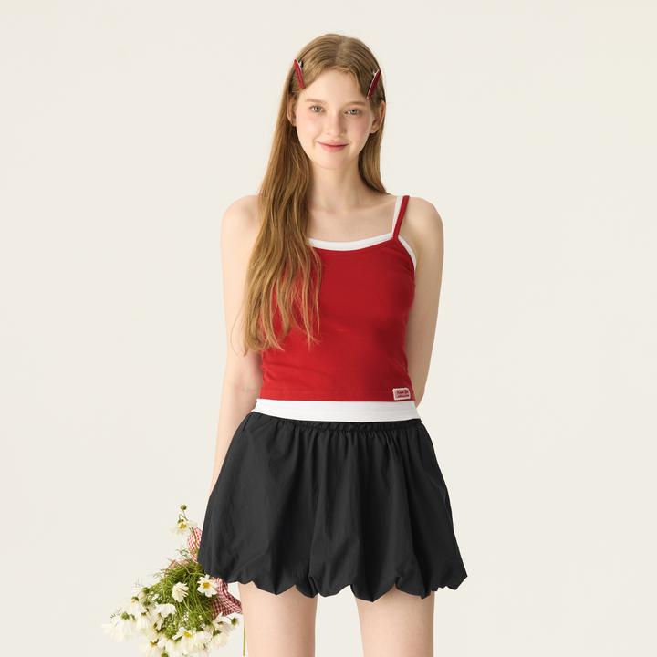 樱桃KIRSH 撞色假两件修身吊带女2025夏季韩系甜美少女显瘦上衣