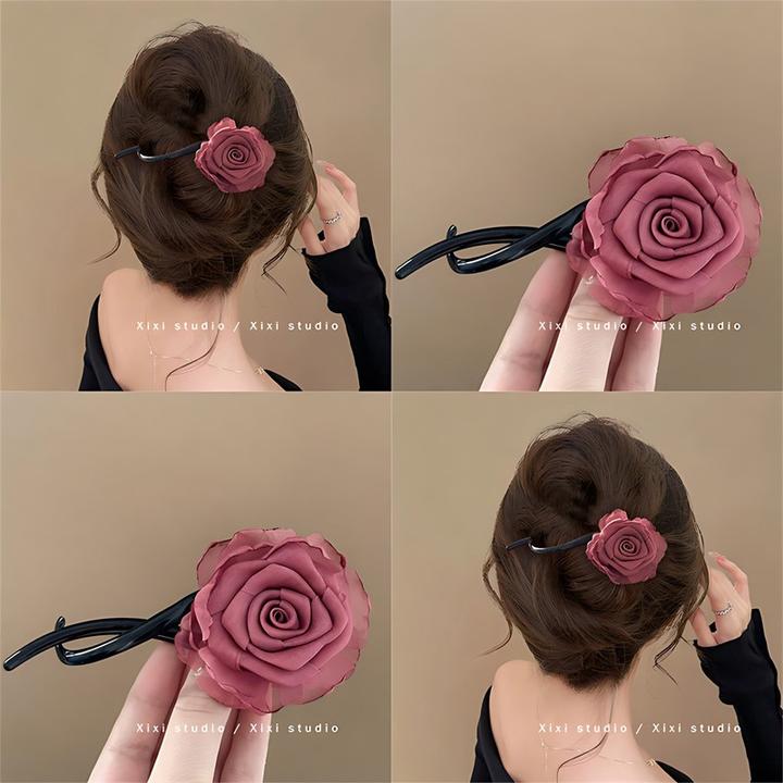 新款发饰~干枯玫瑰扭扭夹盘发后脑勺抓夹一字夹子头饰发卡鲨鱼夹