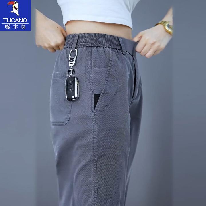 啄木鸟秋季薄款莱赛尔休闲裤男士2025新款潮流百搭阔腿直筒长裤子