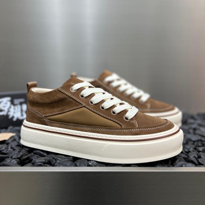 秋季新款男士板鞋时尚隐形增高透气系带厚底复古潮男鞋百搭ins潮