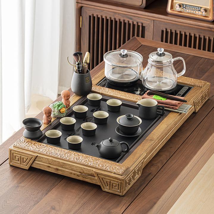 茶具套装家用高档简约办公室功夫茶盘全自动整套泡茶台一体烧水壶
