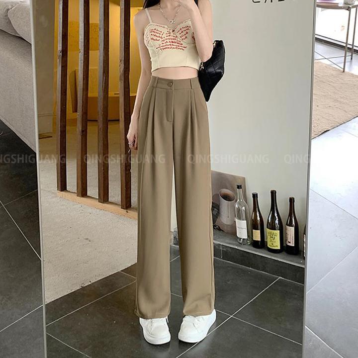高腰冰丝西装阔腿裤垂顺宽松薄款垂感百搭显瘦夏季2025爆款女夏季
