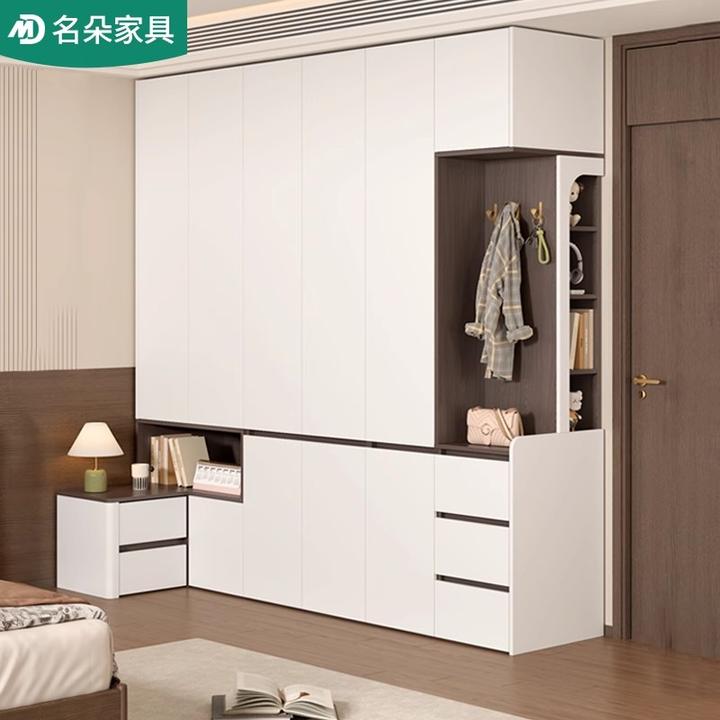 中古风分段式衣柜床头柜组合卧室家用一门到顶收纳新款大衣橱5A76