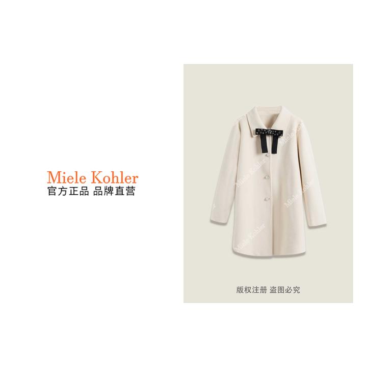 冬季新款设计感蝴蝶结装饰翻领百搭女外套MKKQ8791【澳门小源同款】