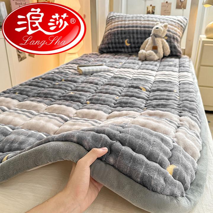 浪莎泡泡牛奶绒加厚床垫软垫学生宿舍单双人床褥垫子垫被毛毯床单