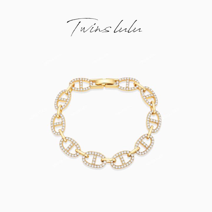 TWINS LULU 镀K金 经典ins时尚轻奢高级感猪鼻子手链TSS6916
