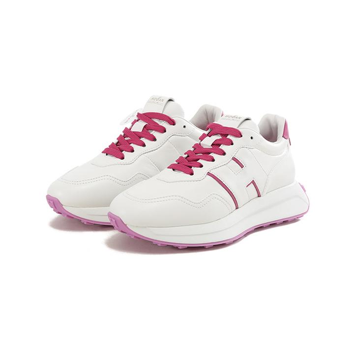 未使用 HOGAN 女士系带厚底运动鞋小白鞋跟高5cm HXW6410EH41QZB