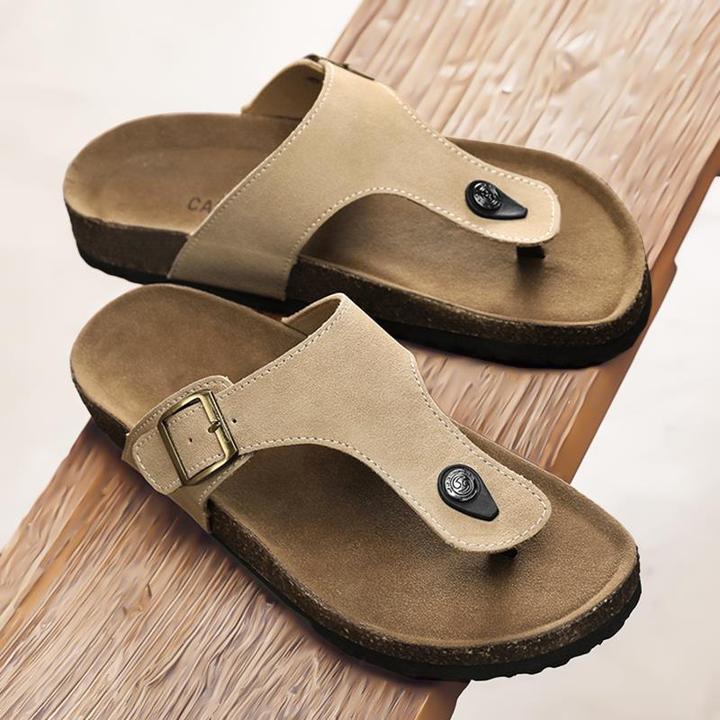 俞兆林勃肯拖鞋男士夏季外穿人字拖运动防滑2025新款软木沙滩凉拖