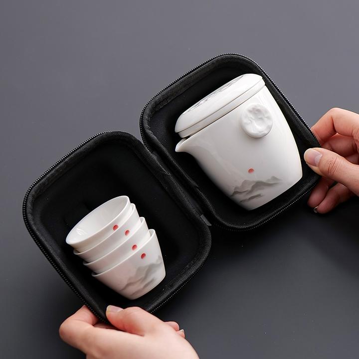 便携式旅行套装一壶二杯户外旅游车载陶瓷泡茶壶露营快客杯伴手礼