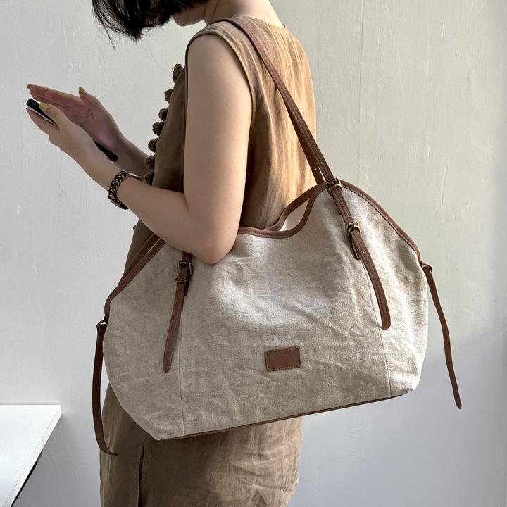 ZEUGEE【文艺托特包】头层牛皮棉麻手提单肩包