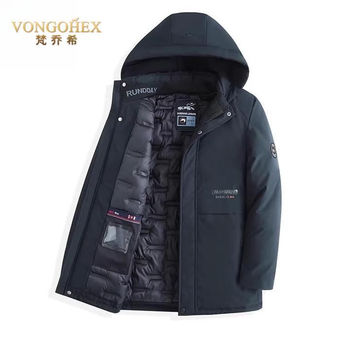 VONGOHEX男士休闲棉衣秋冬季新款加厚保暖户外棉服连帽可拆卸外套