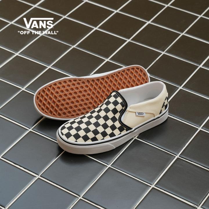 VANS范斯官方 Asher黑白棋盘格一脚蹬休闲低帮男女同款VOSAPK