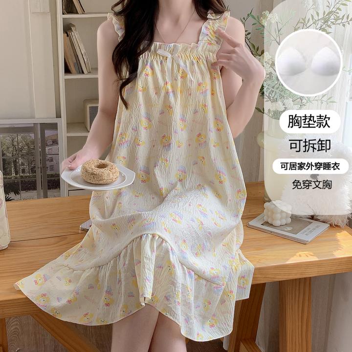 睡裙夏季女带胸垫吊带宽松卡通背心裙网红睡裙女新款家居服106