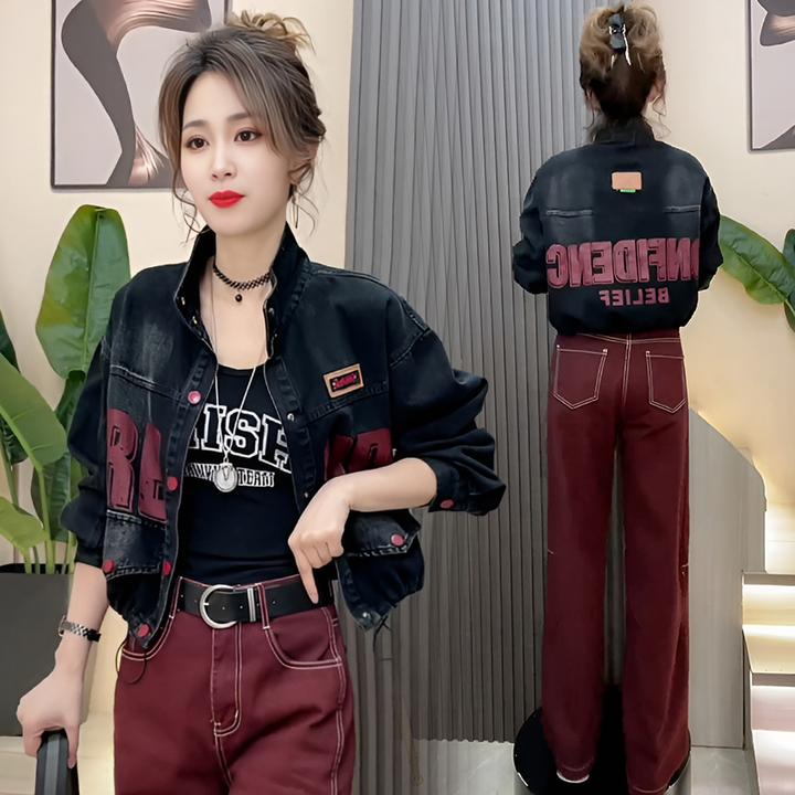 高含棉时尚欧版牛仔短外套女2025年春秋季新款个性百搭单排扣上衣