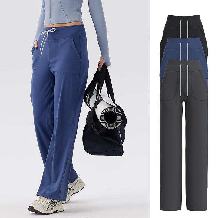 外穿垂感阔腿速干休闲裤薄款微喇直筒裤夏季吸湿排汗弹力运动长裤