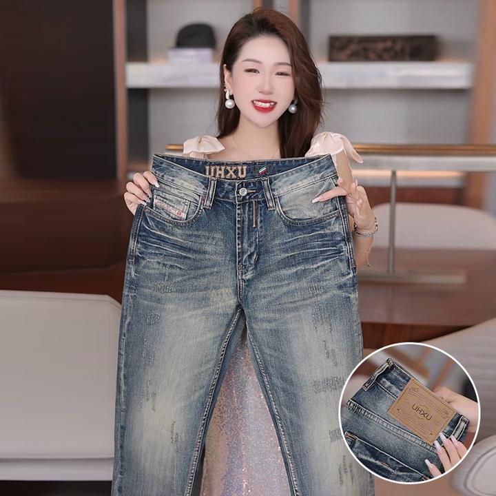 2025秋冬新款轻奢狼烟灰蓝牛仔裤男高端长裤修身直筒复古潮流穿搭