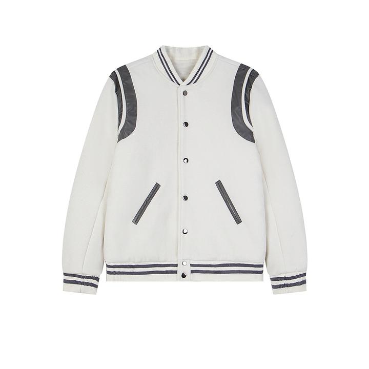 cuwu美式黑白撞色棒球服女男秋冬季潮牌加厚保暖休闲百搭夹克外套