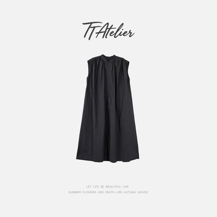 TT设计师【念安】纯棉高级感气质大方无袖立领连衣裙TT190542