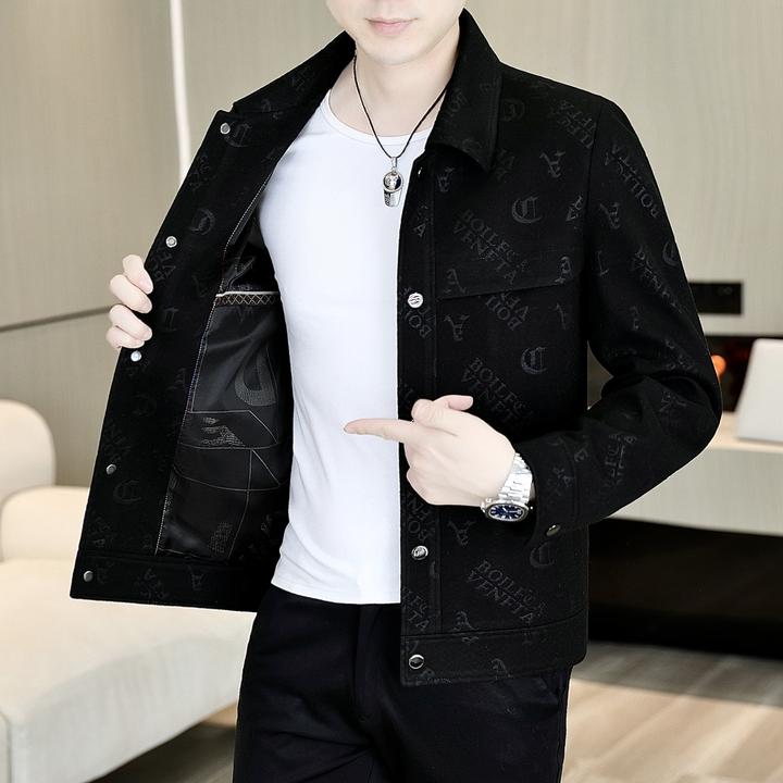 2025秋季休闲男士翻领时尚商务夹克百搭潮流韩版修身磨毛外套8803