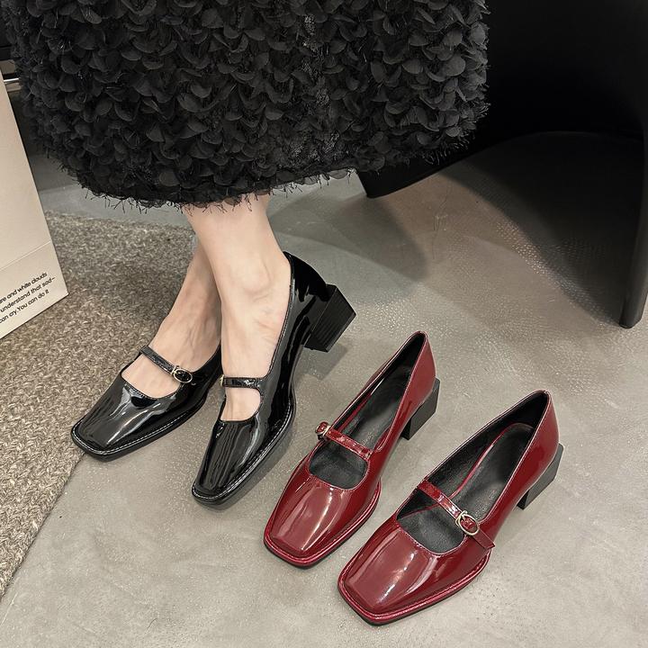 配裙子法式红鞋粗跟玛丽珍鞋复古韩版乐福鞋皮鞋时尚女鞋2025春款