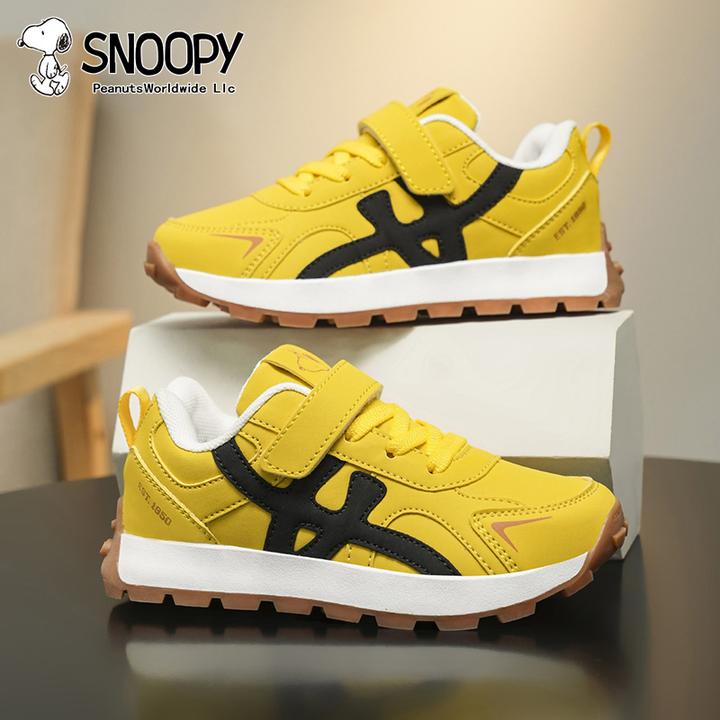 史努比2025秋冬男童皮面软底爆款阿甘鞋女孩鞋加绒时尚百搭童鞋