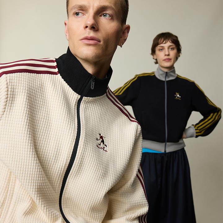 UMAMIISM[双11好物]有茂密声复古撞色条纹华夫格秋冬保暖外套夹克