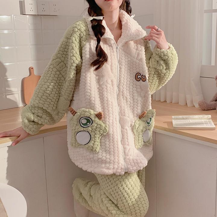 孕妇睡衣冬季加厚加绒珊瑚绒月子服11-12月可外穿坐月子服家居服