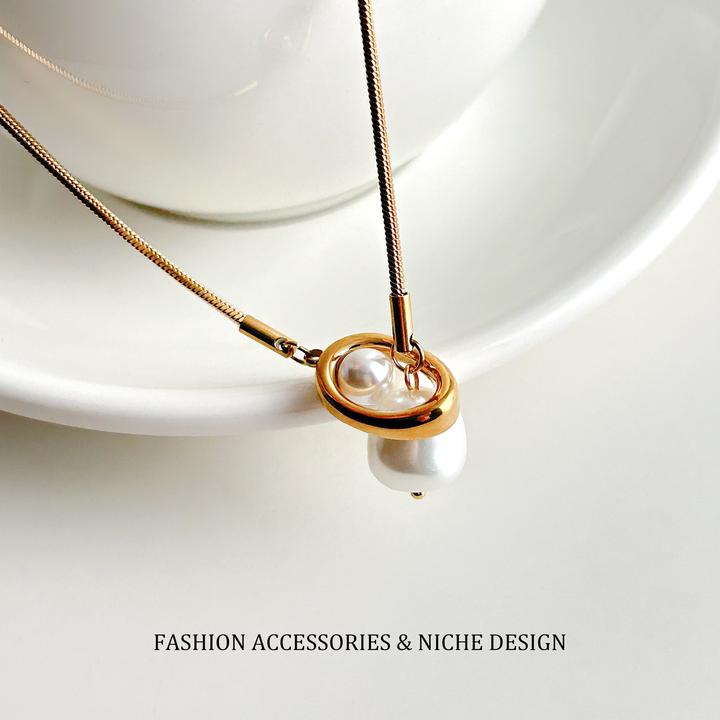 仿珍珠抽拉式项链大气高档高级感蛇骨链气质长款轻奢毛衣链