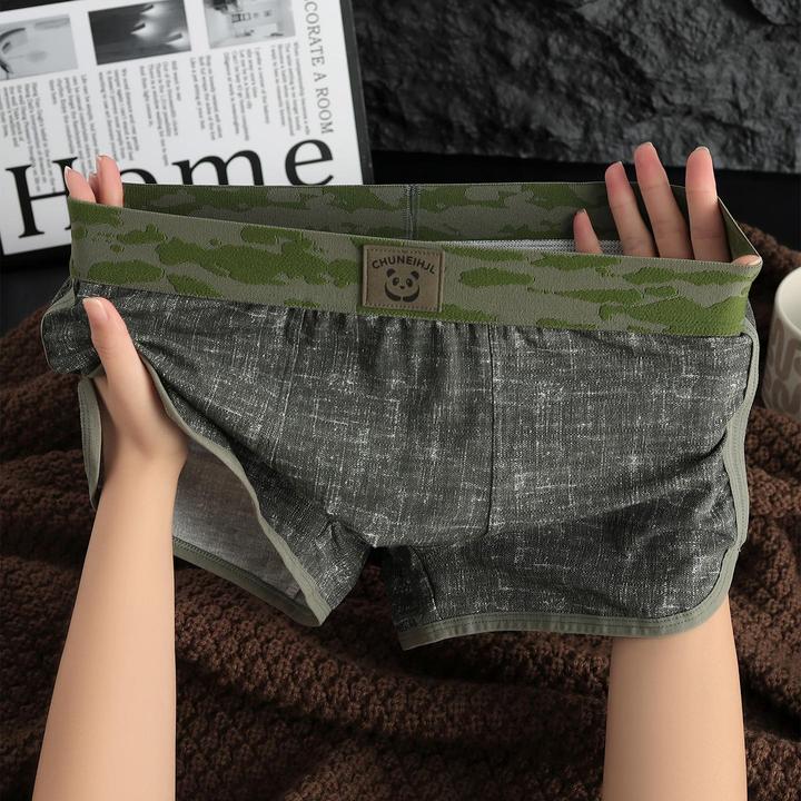 新款透气吸汗男士棉质内裤柔软舒适男平角裤青年时尚运动中腰短裤