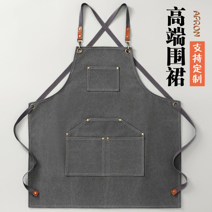 工装围裙厨房家用2025新款理发工作服女定制logo厨房专用长袖围裙