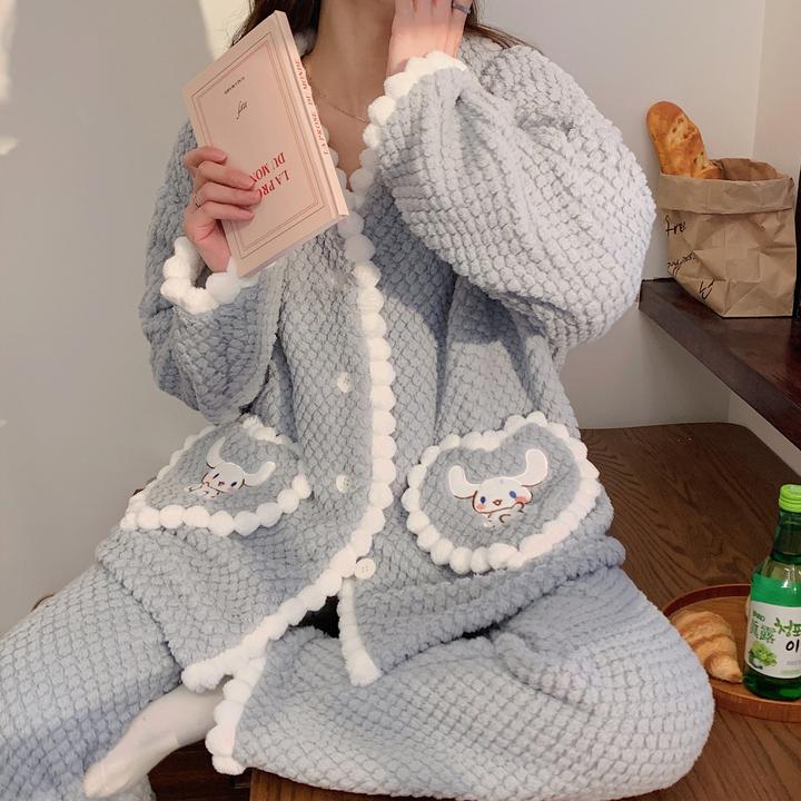 玉桂狗冬季睡衣女款爆款2025新款珊瑚绒套装少女大学生宿舍家居服