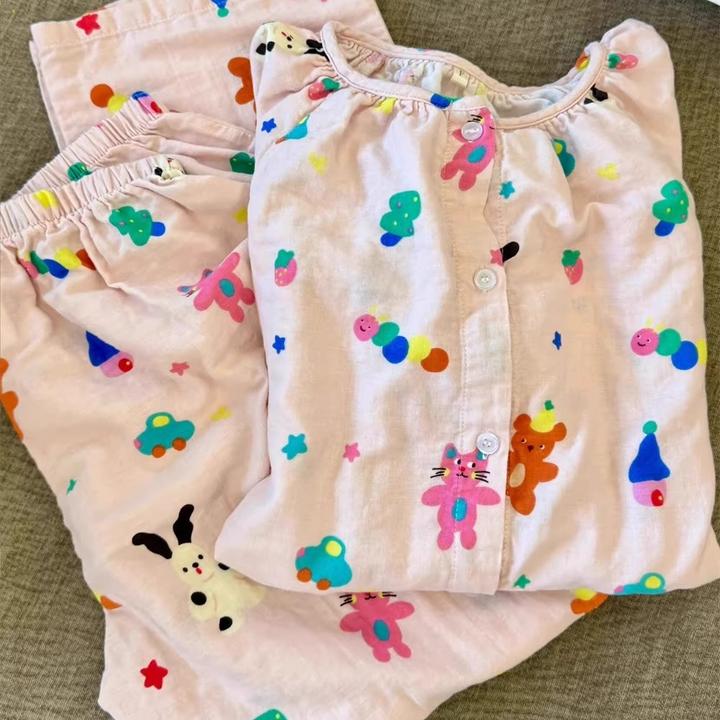 【DMXJ大梦想家】少女可爱熊印花短袖睡衣女夏季宽松长裤家居服套装