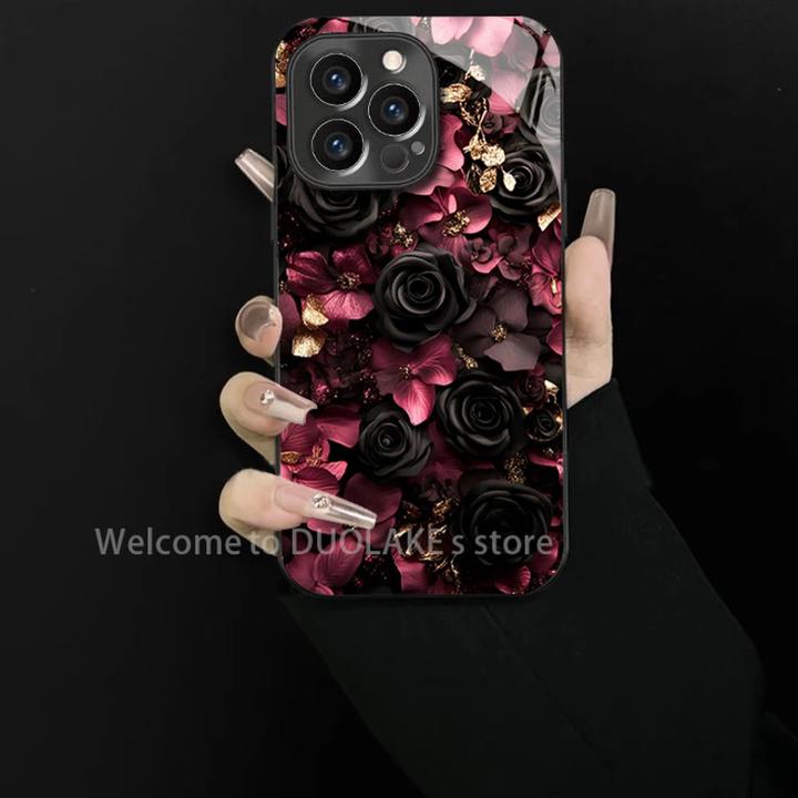 适用苹果/oppo/华为/vivo/荣耀轻奢玫瑰电镀玻璃手链防摔手机壳