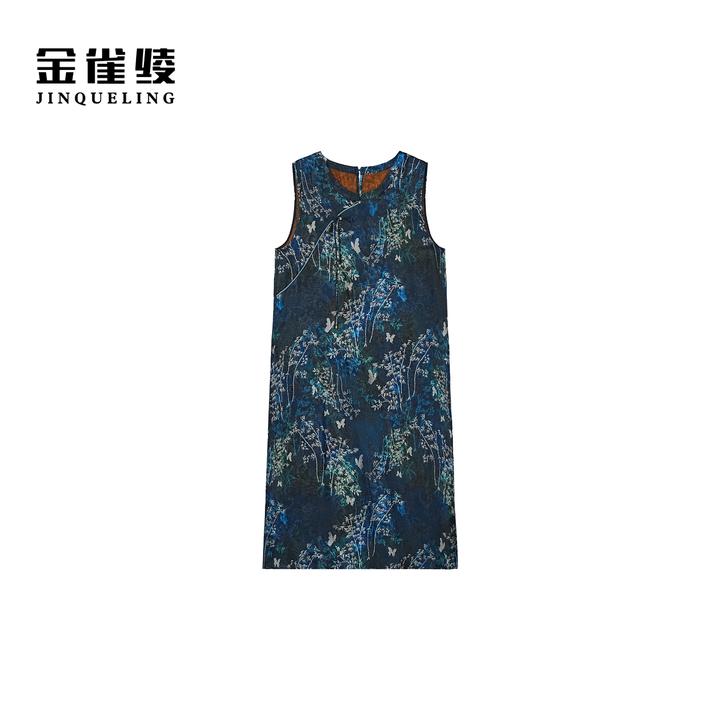 金雀绫【蝶戏竹间】设计师休闲国风潮加宽加大背心连衣裙SZA2LW505