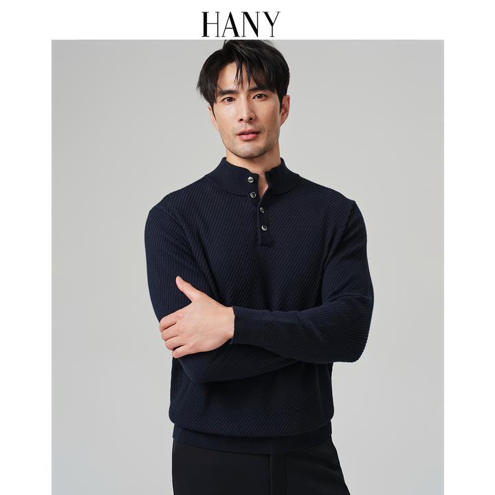 HANY[新中式羊绒棉]针织衫男2025新款可机洗保暖毛衣高端打底衫秋