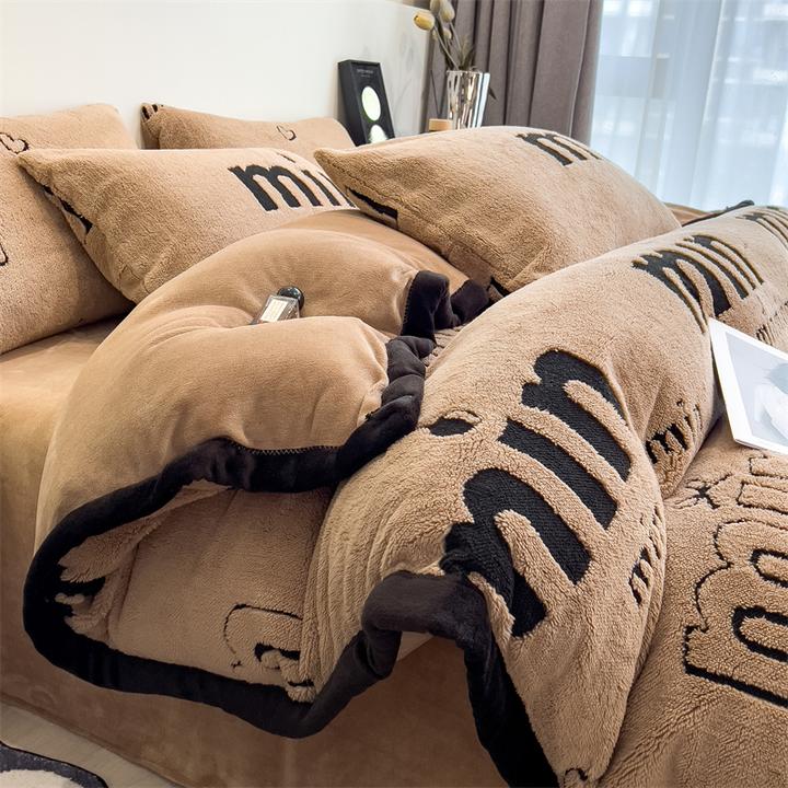 水星高档适用家纺A类牛奶绒四件套秋冬季加厚珊瑚绒法莱绒床单床