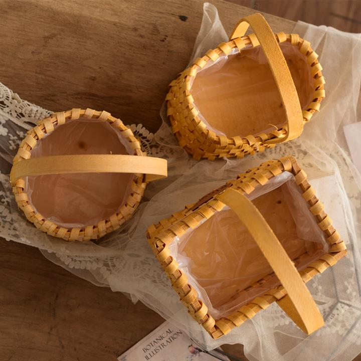 手工编织插花干 干燥花篮水果零食面 面包蔬菜姜蒜野餐手提篮竹编